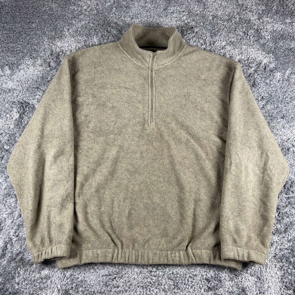 Croft & Barrow Sport 1/4 Zip Fleece Pullover Men M Brown Solid Mock Neck Comfort